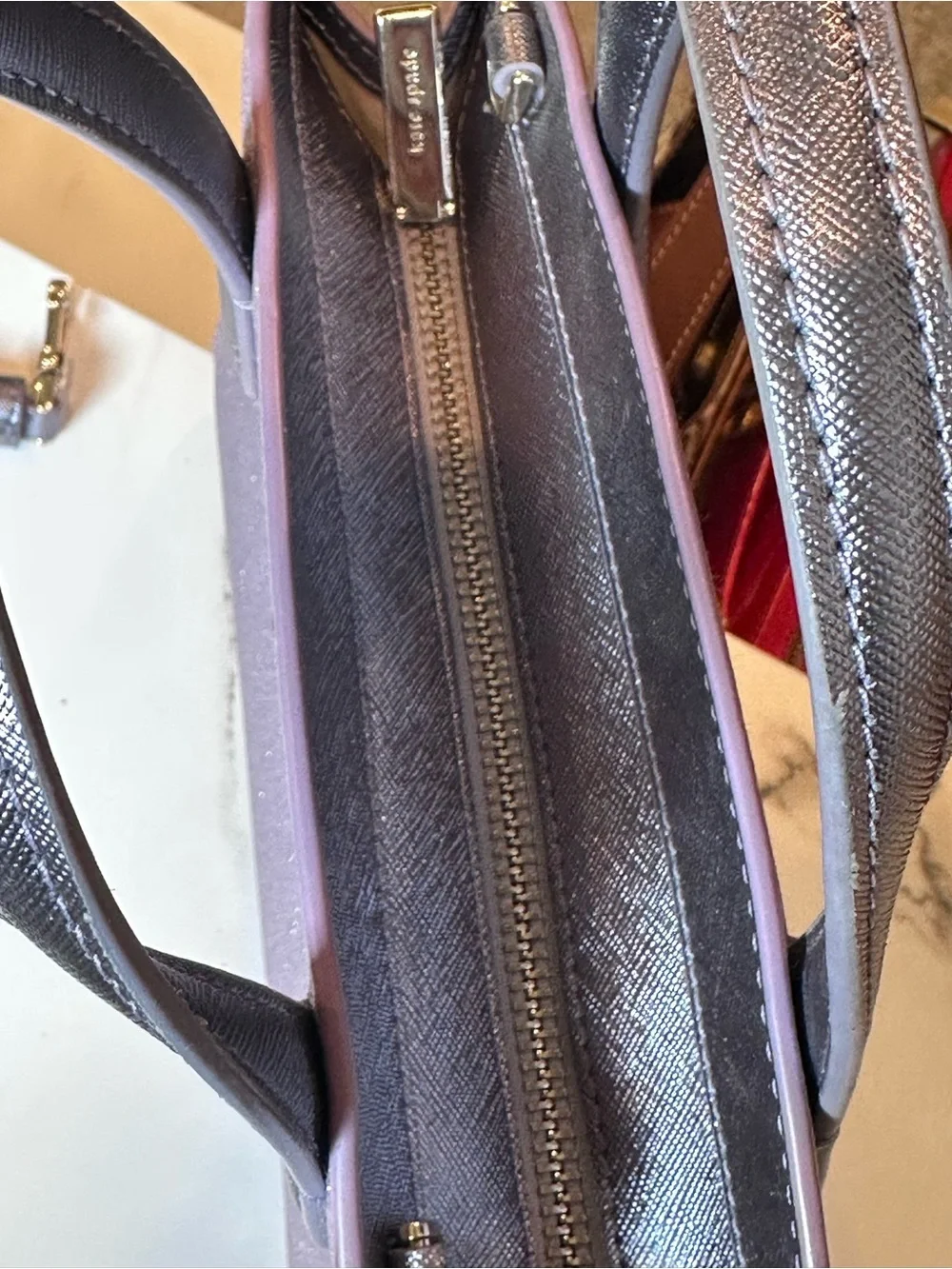 Kate Spade Purple Glitter Satchel Crossbody Bag